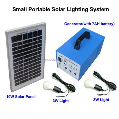 China Mini Portable Home 12V DC System 10W Solar Lighting Solar Generator with LED Lights for Indoor and Outdoor Camping Kit for sale