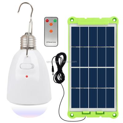 China New ABS Solar Powered Light Bulb With Solar Panel Dimmable LED Camping Multifunctional Waterproof Rechargeable Remote Control Lamp for sale