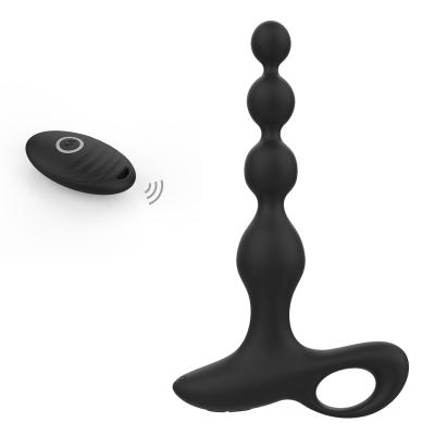 China 10 Modes Vibration Gay Women Double Ended Huge Butt Plug Men Prostate Massage Long Stainless Steel Anal Beads Anal Toys for sale