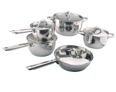 China Sustainable 10 Pcs Cookware Set Hot Selling Stainless Steel Cookware Cookware Set for sale