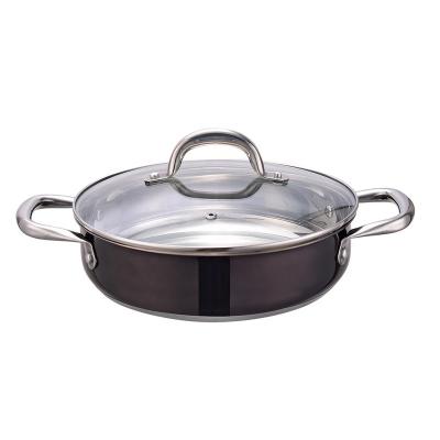 China 3QT Stainless Steel Dutch Oven Sustainable Rotii Serving Pot Casserole With Black Color Coating for sale