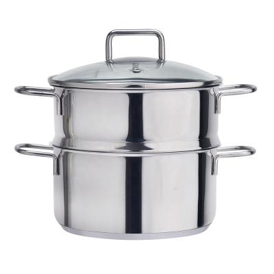 China Sustainable Food Rice Steamer Stainless Steel 2.6L Vegetable Steamer For Cooking Stack And Steamer Pot Set for sale