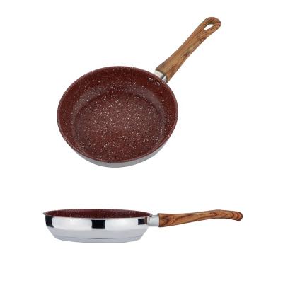 China Minimalist Marble Coating Frying Pan Stainless Steel Nonstick Frying Pan For Kitchen for sale