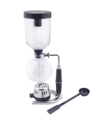 China Minimalist 3-Cup Coffee Siphon Gravity Coffee Maker Siphon Vacuum Tabletop Glass Coffee Maker, Clear with Alcohol Burner for sale