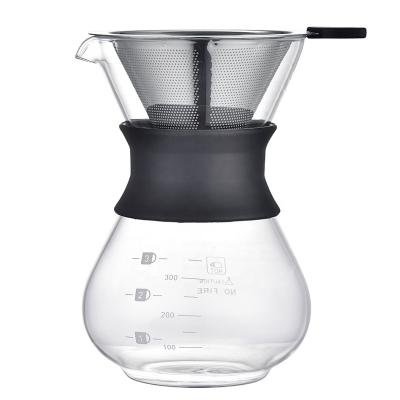 China Viable Pour Over Coffee Maker With Paperless Reusable Stainless Steel Cone Filter With Silicone Protective Sleeve for sale