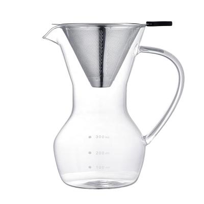 China Viable Pour Over Portable Paperless Steel Mesh Filter Coffee Brewer Glass Carafe Stainless Steel Drip Coffee Brewer Coffee Maker for sale