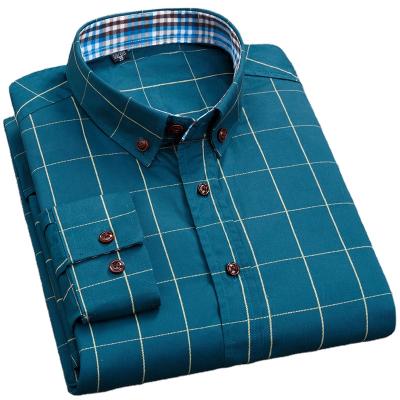 China 2021 New Business Stretch Shirt Men's Regular Anti-pilling Fitted Collar Steiped Casual Shirt for sale