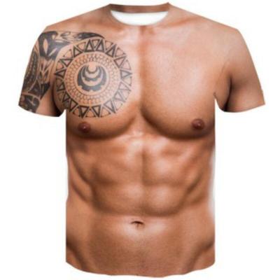 China Fashion custom made 3D digital sublimation anti-pilling polyester full fitness muscle printing t-shirt for men for sale