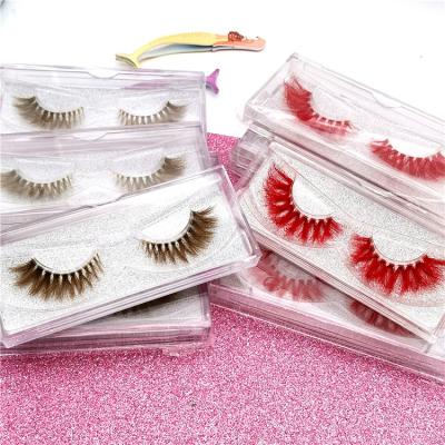 China 2021 New Private Label 3D Color Mink 25mm Natural Soft Eyelashes, Wholesale Colorful 3d Long Lashes With Free Boxes for sale