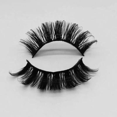 China Wholesale Natural Long D Curl False Natural Mink Russian Strip Lashes Deep Eyelash Curl Volume Russian Mink Strip Lashes D Curl Strip Eyelash for sale