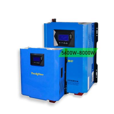 China Techfine Good Quality Solar Power Inverter 7500VA 48V 96V 220V DC To AC 7.5KVA Pure Sine Wave Hybrid Solar Inverter 720mm*335mm*210mm for sale