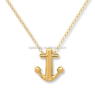 China CLASSIC Wholesale Latest Design Yellow Gold Plated 925 Sterling Silver Tiny Anchor Charm Pendant Necklace for sale