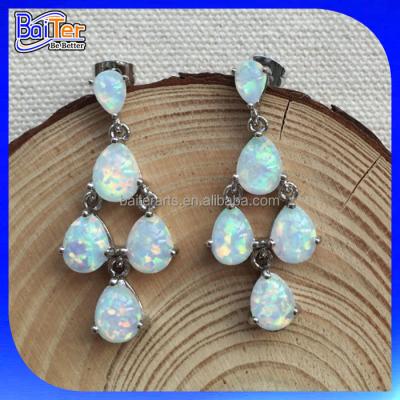 China Opal Earring Opal Jewelry Factory! ! ! Wholesale Lab Created White Opal 925 Sterling Silver Teardrop Opal Earring for sale