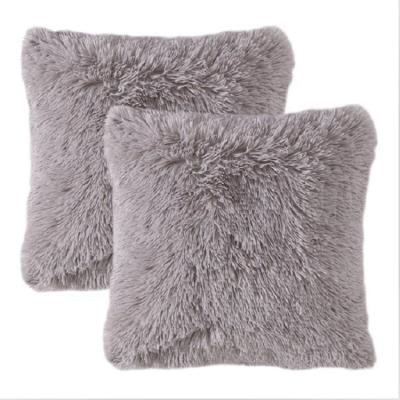 China Anti-Static Luxury Pure Color Plush Faux Fur Cushion Hugging Pillow Soft Cushion For Living Room Or Bedroom for sale