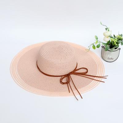 China Fashion Big Brim Summer Character Women's Straw Hat Bow-knot Straw Hat Korean Women's Sunscreen Beach Hat for sale