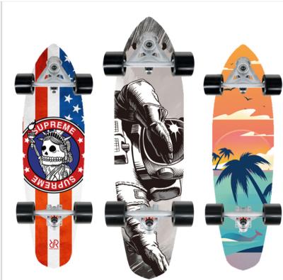 China Fashionable youth and travel brush street fashionable hot-selling maple board, four-wheel land skateboard fish surfing board for sale