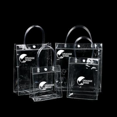 China Fashion Different Size Transparent PVC Bag With Button To Pack Custom Logo Custom Size for sale