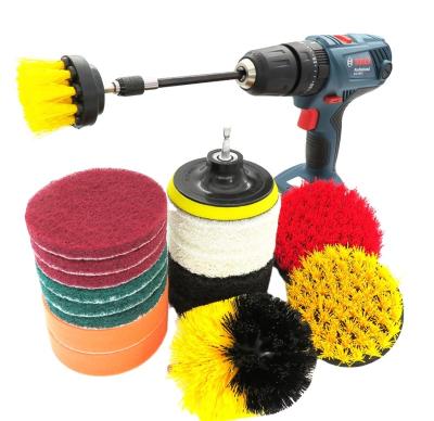 China Foreign trade viable supply 18 pieces set electric red nylon brush descaling, cleaning and polishing electric drill brush for sale