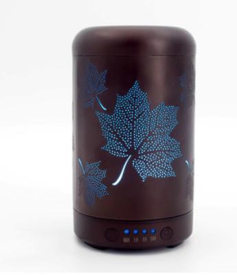 China Car Iron Art Night Colorful Light Maple Leaf Atomization Essential Oil Hollow Ultrasonic Humidifier for sale