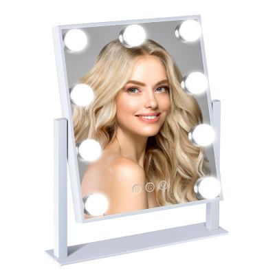 China High Quality Lighted Hollywood Style Touch Switch Shine Fit With 9 Pcs Bulbs Makeup Mirror With Vanity Light For Gift for sale