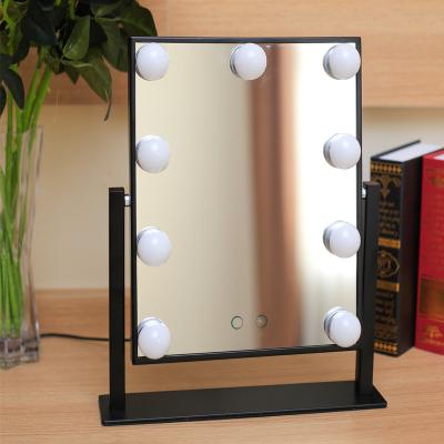 China Lighted Vanity Mirror 9 Pcs LED Light Bulbs Hollywood Style Makeup Cosmetic Mirrors With Light Touch Control for sale