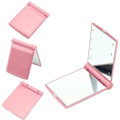 China Factory Price New Product Foldable Lighted With Logo Printed 6/8pcs LED Powered Portable Battery Operated Dressing Table Mirror Led For Lady for sale