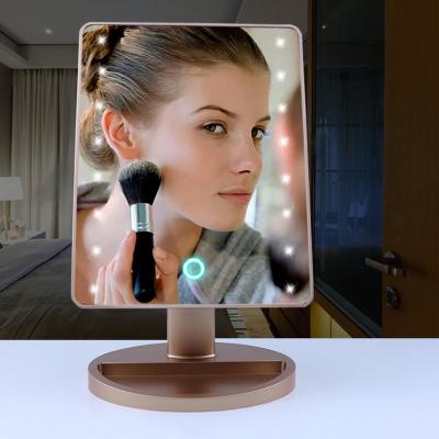 China New Product Hot Selling Plastic Lighted With 22pcs Led USB Powered And Battery Customized Packaging ABS Material Dressing Table Mirror For Lady for sale