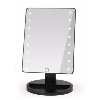 China High quality hot sale lighted touch switch 16lights logo printed battery and usb operated glow adjustment lighted vanity mirror for sale