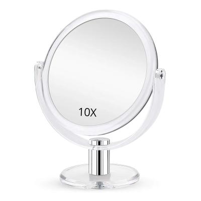 China Magnifying Ready To Board Magnifying Makeup Mirror Double Sided 7 Inch Luxury Round Tabletop Vanity Mirror With 10x Magnification for sale