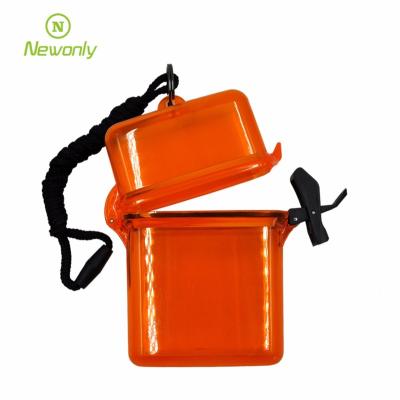 China Logo Printed Waterproof Plastic Floating Swim Tools Safe Box For Beach Tool Box With Lanyard for sale