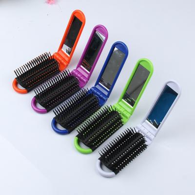 China Wholesale Cheap Price Mini Plastic Folding Hair Brush Compact With Mirror for sale