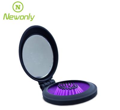 China Hot-selling Pocket Mirror Ladies Makeup Mirror, Pocket Makeup Mirror with Mini Hair Brush Cosmetic Mirror Injection Plastic Round for sale