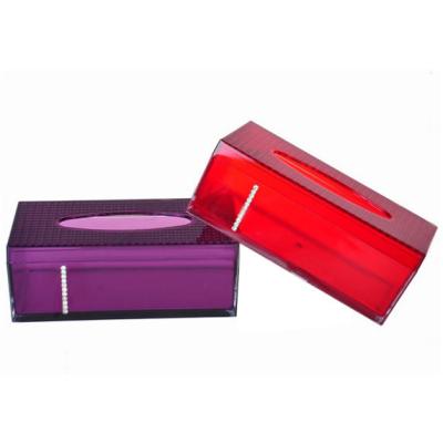 China Car Rectangle Colored Tissue Plastic Translucent Box Cover With Diamond Inlaid for sale