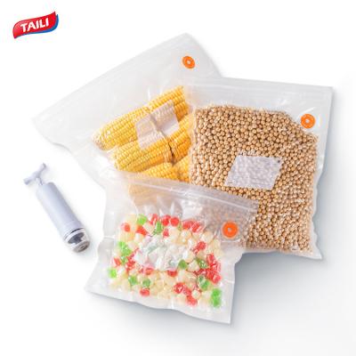 China TAILI Sustainable Food Grade Storage Saver Bag Preservation Vacuum Food Seal Bags With Pump Reusable Vacuum Food Bags for sale