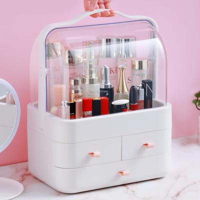 China Viable Storage Box Jewelry Makeup Box Skin Care Shelf Organizer Dustproof Desktop Cosmetic Storage Box for sale