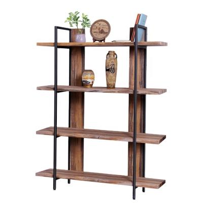 China Foldable Single Room Iron Wooden Study Style Book Shelves Industrial Bookshelf Furniture for sale