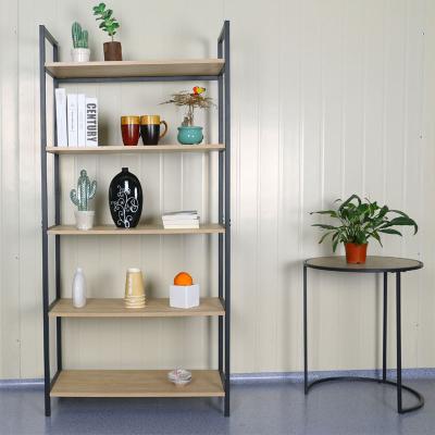 China Modern No Assembly Storage Shelves 5 Tiers Bookcase Industrial Home Office Cabinet Standing Racks Folding Shelf for sale