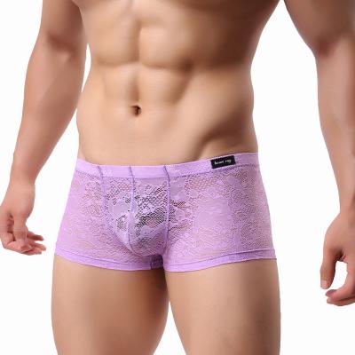 China Sexy Antibacterial Men's Lace Underwear The Temptation Of Sex Transparent Boxers Transparent Men's Underwear for sale