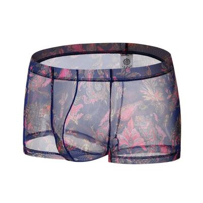 China Wholesale Bohemian Style Transparent Comfortable Boxer Antibacterial Briefs Men's Sexy Transparent Underwear for sale