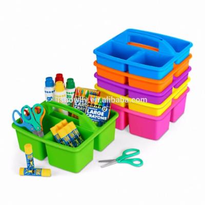 China Who respects the environment; Factory Outlet 2018 New Hot Selling Factory Outlet 2018 New Hot Sale Plastic Stackable Tote Caddy Durability Neon Classroom Storage Organizer Supply Plastic Office Serving Caddies for sale