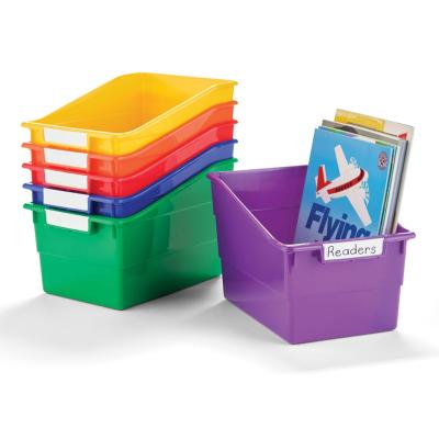 China Who respects the environment; New Factory Outlet BSCI Factory Bases Colorful Wide Shelf Folders With Label Holder Classroom Book Organizers Durable Plastic Magazine Bins for sale