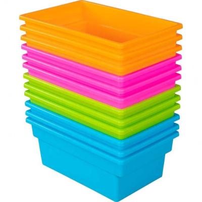 China Who respects the environment; Factory Outlet BSCI New Audit Versatile Neon Colors Multi Purpose Bins Compact Storage Stackable Plastic Tubs For Home Or School Office Use for sale