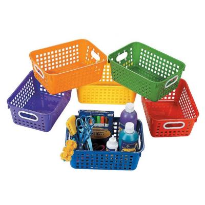 China Who respects the environment; Hot Sale Factory Outlet Large Plastic Injection Classroom Storage Baskets With Handles Popular Medium Rectangle Book And Magazine Gift Baskets for sale