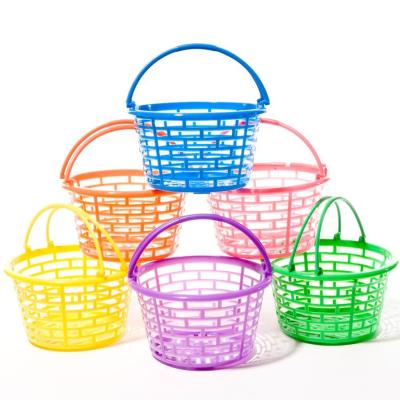 China Who respects the environment; Factory outlet fashion small festival hot popular round bright Easter baskets wholesale cheap plastic storage baskets with handles for sale