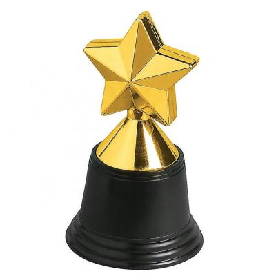 China Western; MOQ=9600 dozen - as low as $0.245 per piece. High Quality Metallic Trophy Cups, Plastic Parts, Hot Sale Customized Souvenirs Assembled Gold Star Award Cheap Trophies for sale