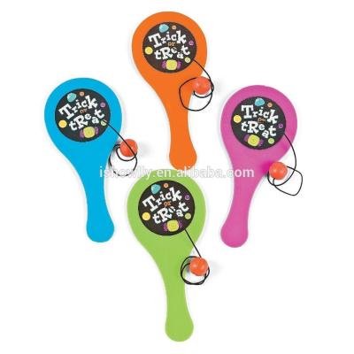 China Who respects the environment; Factory Outlet Funny Fashion Printed Paper Coated Plastic Mini Trick Or Custom Cheap Novelty Toy Yoyo Paddle Balls Treat Paddleball Games for sale