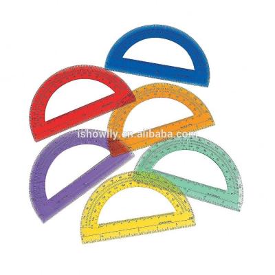 China Who respects the environment; Wholesale Factory Outlet High Quality Clear Colorful Plastic Protractor Classpack Fashion School Stationery Ruler Protractors 180 Degree for sale