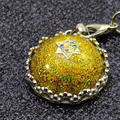 China China 7 Chakra Orgone Key Chain Orgonite Energy Geometric Pendant Key Ring Epoxy Car Suspension Ornament for sale