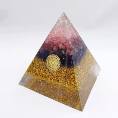 China India Semi Precious Stones Flower of Life Energy Crystal Stone Resin Orgonite Pyramid Pyramid for sale