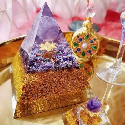 China India agate orgone chakra pyramid, crystal chips orgonite pyramid, best quality 7chakra orgonite pyramid for sale